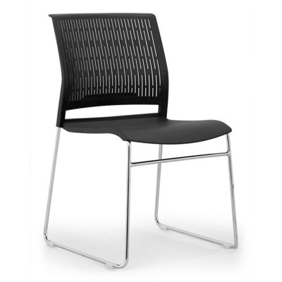 Buy Metal Frame Armless Stacking Office Chair Black Stackable Conference Room Chairs online manufacture