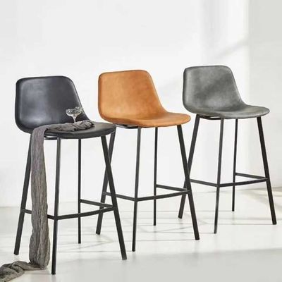 Buy Cafe PU Leather Bar Stools Retro Design Bar Height Stools Orange Black online manufacture