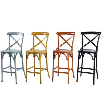 Buy PP Plastic Outdoor Bar Stools X Cross Back Stackable Polypropylene Bar Stools online manufacture