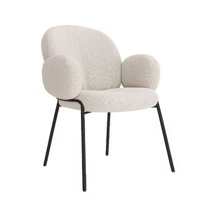 Buy Comfortable Lambswool Upholstered Dining Chair Boucle White Upholstered Accent Chair online manufacture