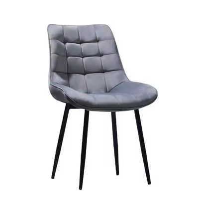 Buy Grey Blue Pink Upholstered Dining Chairs Metal Legs For Restaurant online manufacture