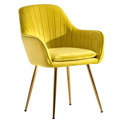 Buy Yellow Upholstered Dining Chair Modern Velvet Fabric Dining Chair With Gold Metal Leg online manufacture