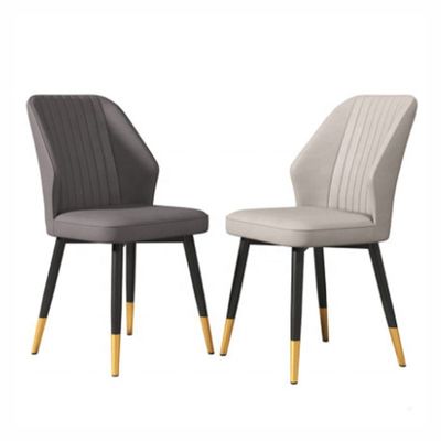 Synthetic Leather Grey Upholstered Dining Chair For French Cafe