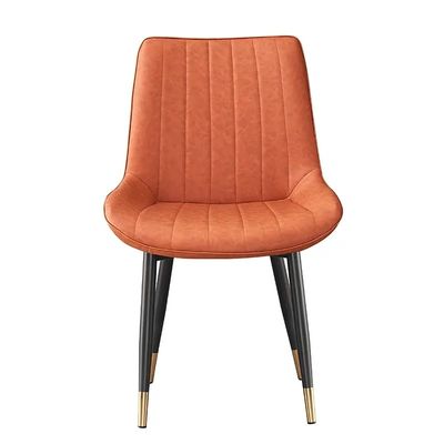 Customized Adjustable PU Leather Dining Chairs Orange Upholstered Dining Chair