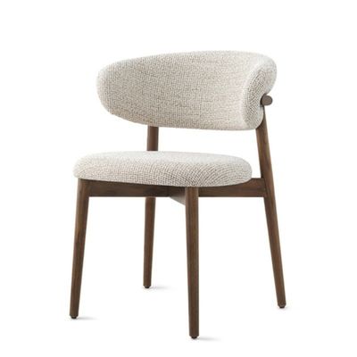 Iron Light Wood Dining Chairs Upholstered Fabric Modern Wood Dining Chairs