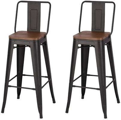 Industrial Vintage Bar Stools With Backs / Commercial Metal Bar Stools