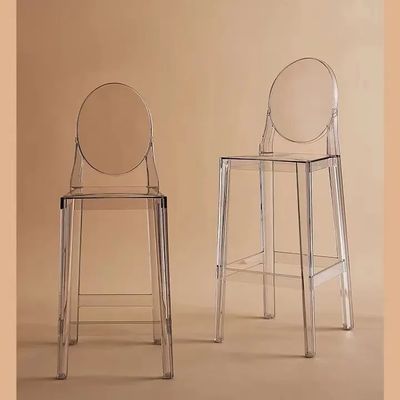Transparent Clear Acrylic Bar Stools Stackable Plastic Bar Stools With Backs