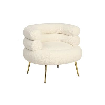 Simple Lamb Hair Single Sofa Chair with Stainless Steel Legs Perfect Addition to Modern Light Luxury Living Room Furniture