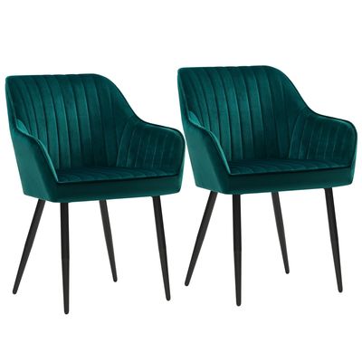 Kitchen Nordic Dark Green Upholstered Dining Chairs With Arms