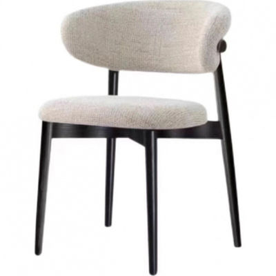 Indoor Black Wood Dining Room Chairs Velvet Fabric With Metal Legs