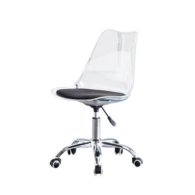 Modern Apartment Clear Acrylic Swivel Chair Metal Base And PP Plastic Cushion