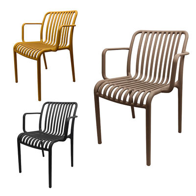 Retro Plastic Patio Dining Chairs Stackable Bistro Armchair High Back