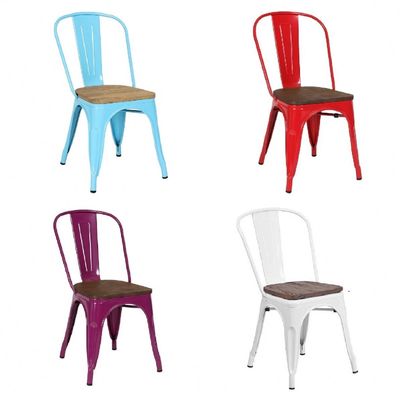 Red Blue Stackable Metal Outdoor Dining Chairs Antique Iron